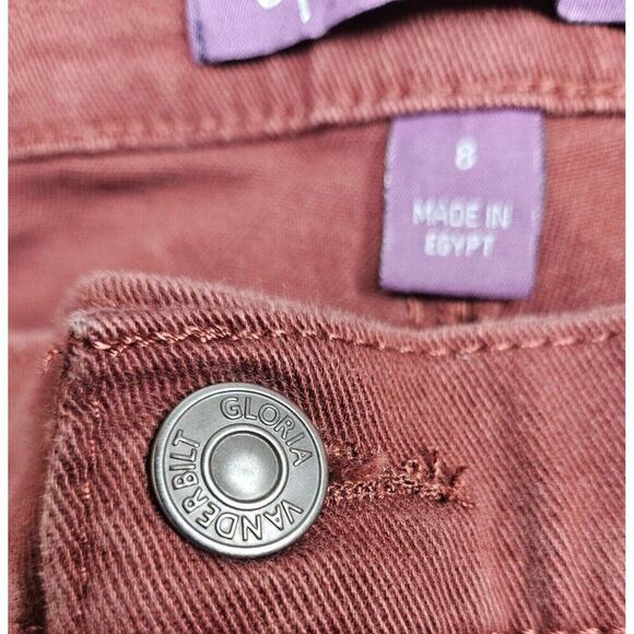 (3/$35) Gloria Vanderbilt Size 8 Short Amanda Straight Leg Red Burgundy Jeans - Picture 6 of 13